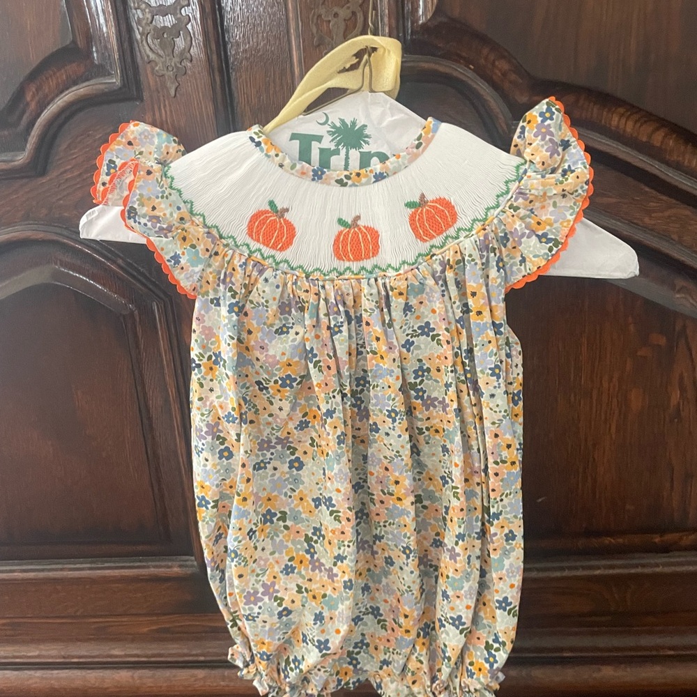 Floral Pumpkin Kids Costume Romper